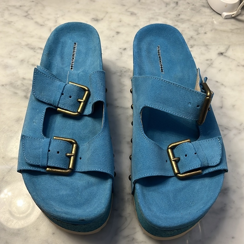 Free People x Intentionally Rule Breaker Suede Sandals Size 9 NIB - Picture 5 of 16